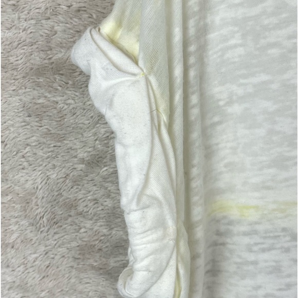 FREE PEOPLE FP Beach Keep Me Oversized Burnout White T-Shirt Top Yellow Seams XS - Picture 7 of 13